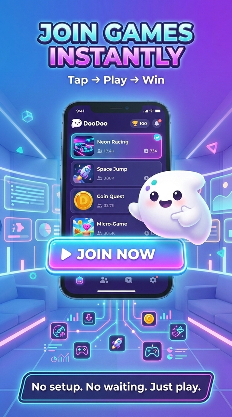 DooDoo promotional screen inviting users to join games instantly.